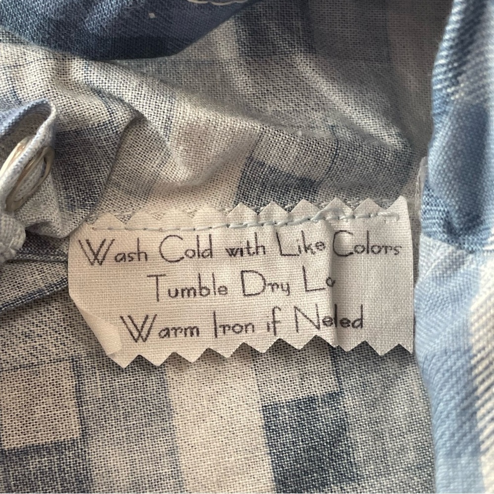 Vintage Tender Touch Baby Handcrafted Blue Plaid Cotton Romper Newborn-Preemie‎ - Picture 8 of 13